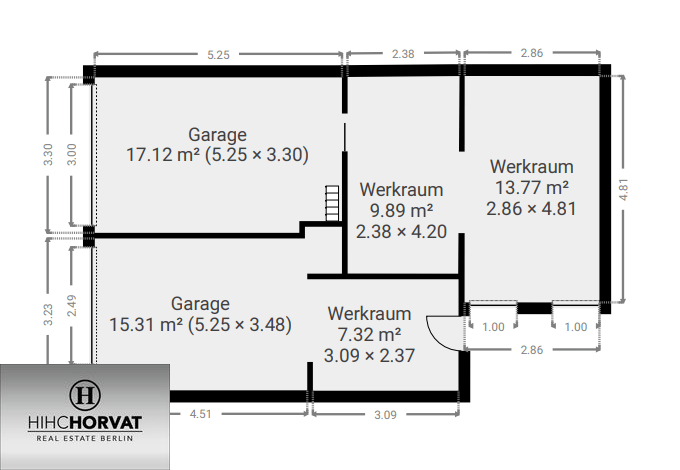 Grober Grundriss Garagentrakt EG
